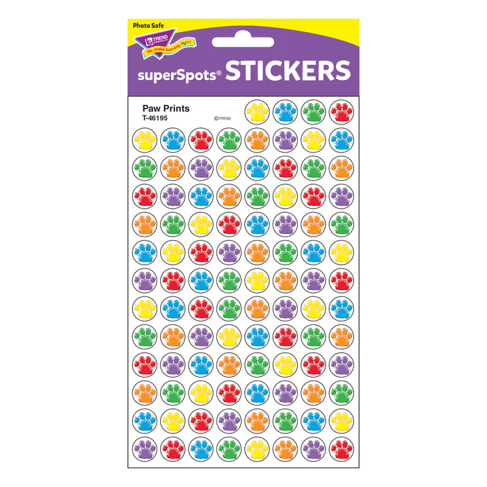 Paw Prints superSpots® Stickers, 800 Per Pack, 6 Packs