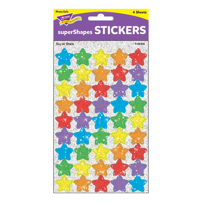 Super Stars superShapes Stickers-Sparkle, 180 Per Pack, 6 Packs