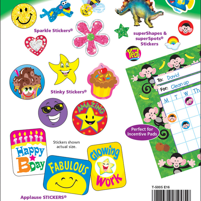 Sparkly Stars, Hearts, & Smiles Sticker Pad, 336 Stickers Per Pad, 6 Pads