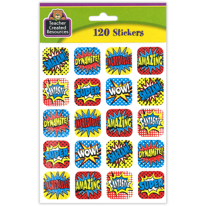 Superhero Stickers, 1", 120 Per Pack, 12 Packs