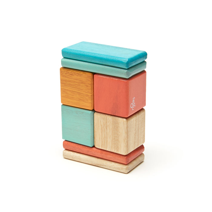 Magnetic Wooden Blocks, 8-Piece Pocket Pouch, Sunset