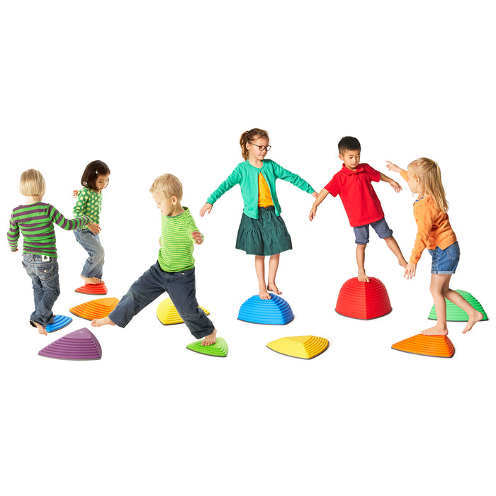 River Stones & Hilltops Combo Set - The Original Non-Slip Stepping Stones for Kids - Balance, Coordination, Motor Skills - Primary Colors - Set of 11