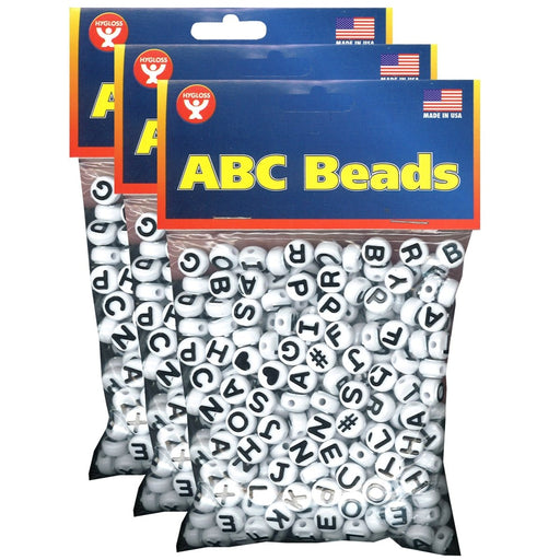 ABC Beads, Black and White, 300 Per Pack, 3 Packs - Kidsplace.store