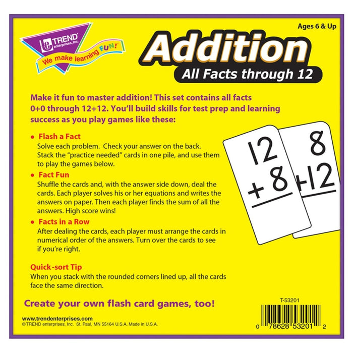 Addition 0-12 All Facts Skill Drill Flash Cards - Kidsplace.store