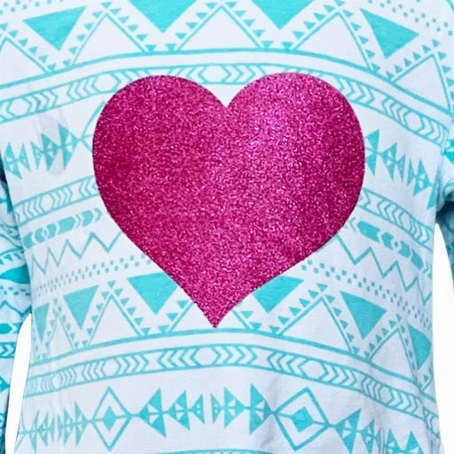 AL Limited Girls Boutique Blue & Pink Heart Soft Cotton Long Sleeve Dress - Kidsplace.store