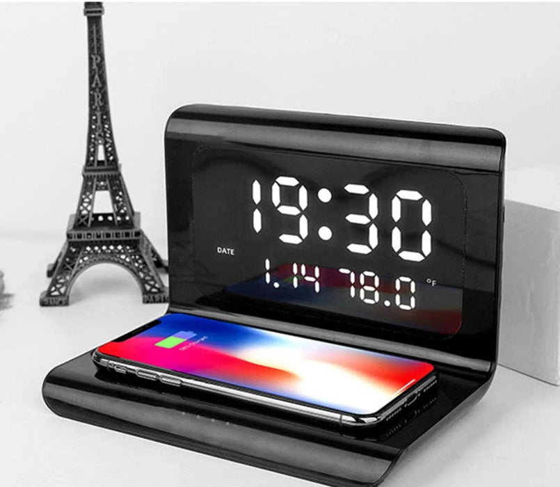 Alarm Clock with 10W Wireless Charging and LED Display - Kidsplace.store