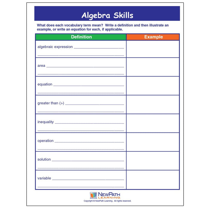 Algebra Skills Visual Learning Guides™ Set - Kidsplace.store