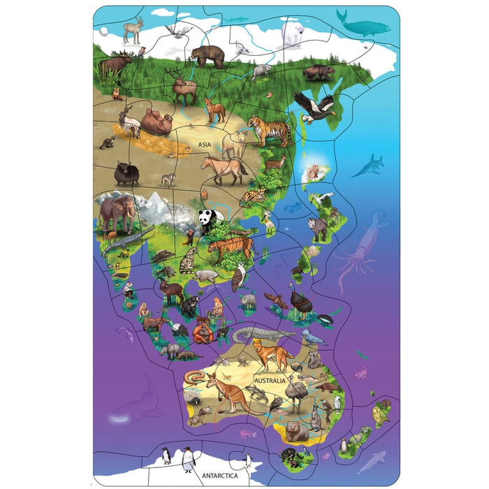 Animal Magnetism® Magnetic Wildlife Map Puzzle: Asia & Australia - Kidsplace.store