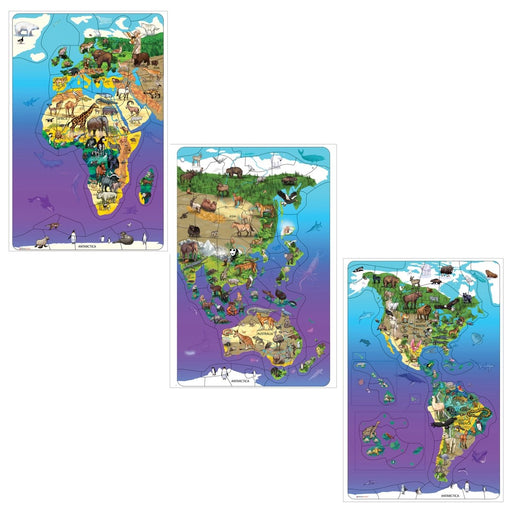 Animal Magnetism® Magnetic Wildlife Map Puzzle Bundle, Set of 3 - Kidsplace.store