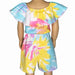 AnnLoren Big Little Girls Pastel Tie Dye Shorts Jumpsuit Summer One Piece Outfit - Kidsplace.store