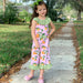 AnnLoren Big Little Girls Pretty as a Peach Capri Jumpsuit One Piece Outfit - Kidsplace.store