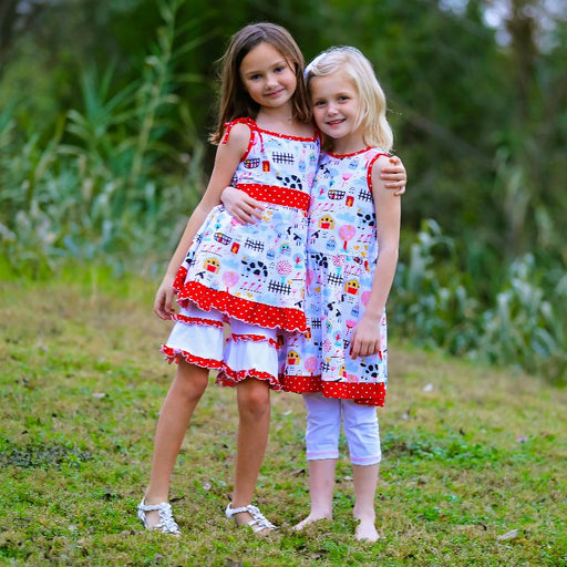 AnnLoren Little & Big Girls Farm Animal Sleeveless Cotton Swing Dress - Kidsplace.store