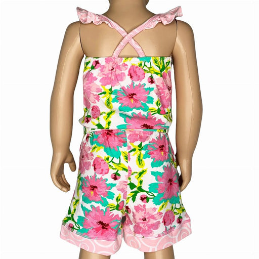 AnnLoren Little & Big Girls Jumpsuit Shabby Chic Floral Spring Summer Romper - Kidsplace.store