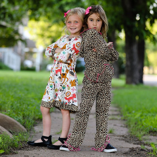 AnnLoren Little & Big Girls Long Sleeve Boutique Forest Friends Fall Dress - Kidsplace.store