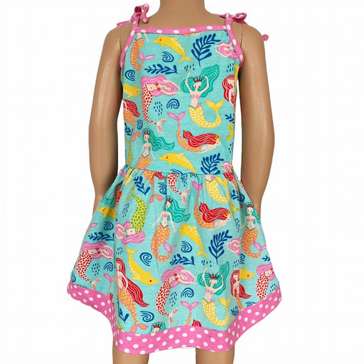 AnnLoren Little Big Girls Mermaid Sea Creatures Dress Cotton Knit Sleeveless Spaghetti Straps Clothes - Kidsplace.store