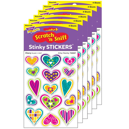 Artsy Heartsy/Cherry Mixed Shapes Stinky Stickers®, 60 Per Pack, 6 Packs - Kidsplace.store
