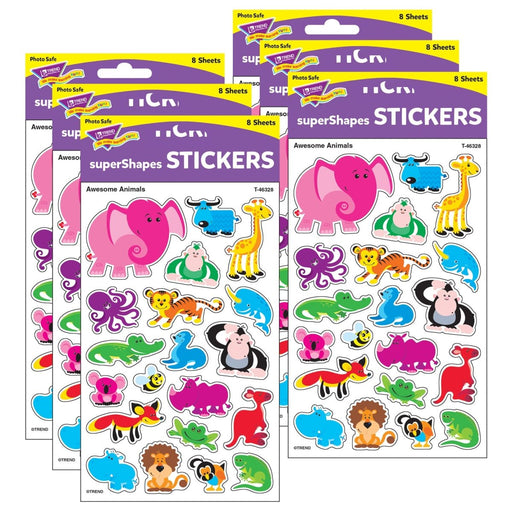 Awesome Animals superShapes Stickers-Large, 160 Per Pack, 6 Packs - Kidsplace.store