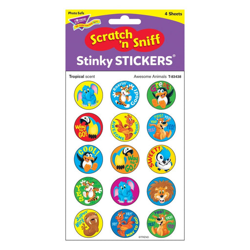 Awesome Animals/Tropical Stinky Stickers®, 60 Per Pack, 6 Packs - Kidsplace.store