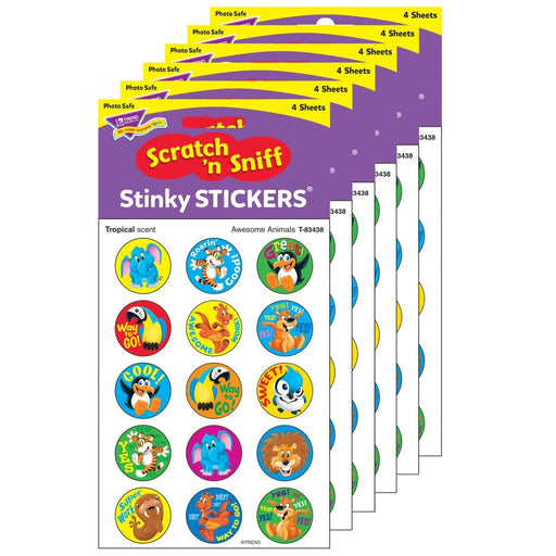 Awesome Animals/Tropical Stinky Stickers®, 60 Per Pack, 6 Packs - Kidsplace.store