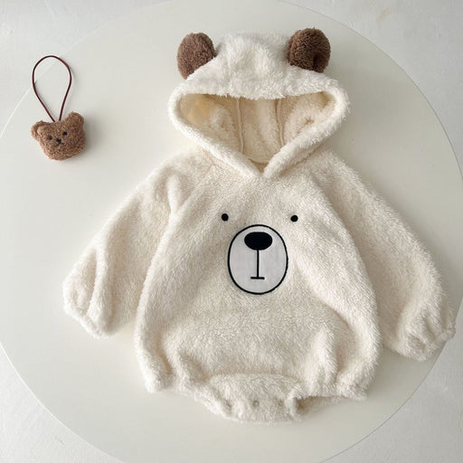 Baby Bear Embroidered Pattern Soft Bodysuits In Autumn - Kidsplace.store