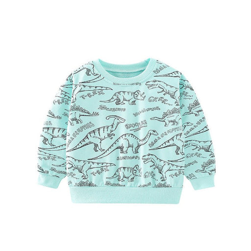 Baby Boy All Over Dinosaur Print Pattern Long Sleeve Casual Hoodie - Kidsplace.store