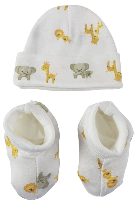 Baby Boy, Baby Girl, Unisex Infant Caps, Booties - 2 Pc Set Nc_0250 - Kidsplace.store