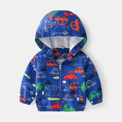 Baby Boy Cartoon Pattern Zipper Front Design Mesh Cloth Jacket Coat - Kidsplace.store