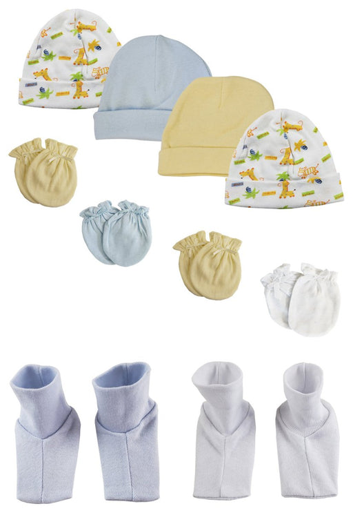 Baby Boy Infant Caps, Booties And Mittens (pack Of 10) Nc_0313 - Kidsplace.store
