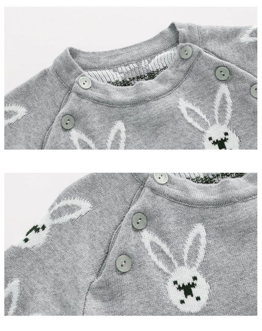Baby Bunny Pattern Shoulder Button Design Long Sleeve Jumpsuit - Kidsplace.store