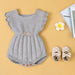 Baby Girl 1pcs Ribbed Knitted Pattern Ruffle Design Solid Knitted Onesies Bodysuit - Kidsplace.store
