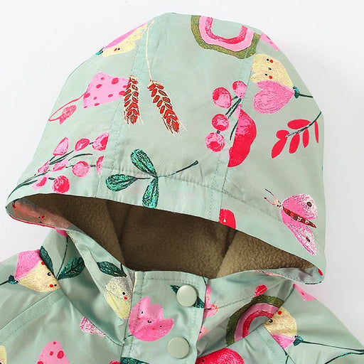 Baby Girl Flower And Fruit Pattern Zipper Design Beautiful Coat Windbreaker - Kidsplace.store