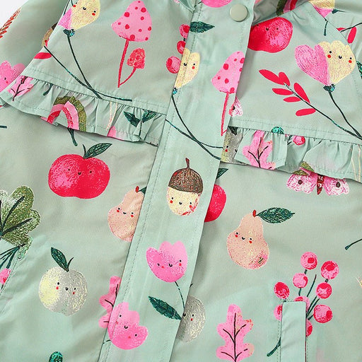 Baby Girl Flower And Fruit Pattern Zipper Design Beautiful Coat Windbreaker - Kidsplace.store