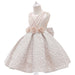 Baby Girl Flower Patched Design Solid Color Sleeveless Princess Formal Dress - Kidsplace.store