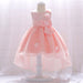 Baby Girl Full Moon Christening Trailing Tutu Formal Dress - Kidsplace.store