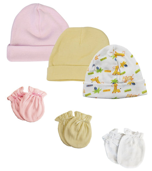 Baby Girl Infant Caps And Mittens (pack Of 6) Nc_0324 - Kidsplace.store