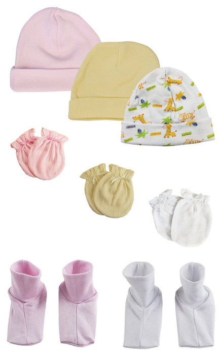 Baby Girl Infant Caps, Booties And Mittens (pack Of 8) Nc_0325 - Kidsplace.store