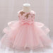 Baby Girl Sequins Patched Design Sleeveless Tutu Style Baptism Birthday Dress - Kidsplace.store