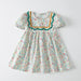 Baby Girl Solid Color Embroidered Design Doll-Neck Dress - Kidsplace.store