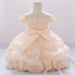 Baby Girl Solid Color One Shoulder Design Tutu Formal Dress Baptism Birthday Dress - Kidsplace.store