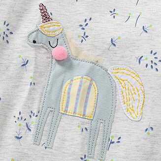 Baby Girl Unicorn & Floral Pattern Mesh Patchwork Design Hoodie - Kidsplace.store