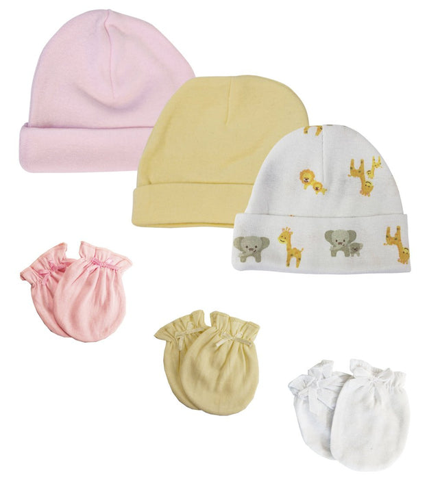 Baby Girls Caps And Mittens (pack Of 6) Nc_0384 - Kidsplace.store