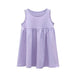 Baby Girls Solid Round Collar Design Sleeveless Dress In Summer - Kidsplace.store