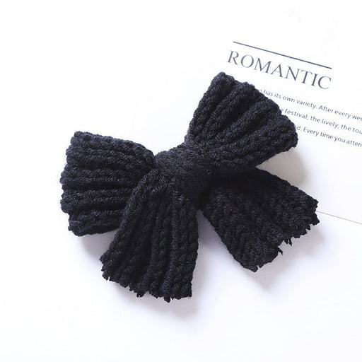 Baby Solid Color Big Knitted Bow Handmade Hairpin - Kidsplace.store