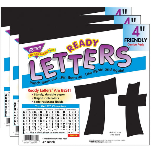 Black 4" Friendly Combo Ready Letters®, 3 Packs - Kidsplace.store