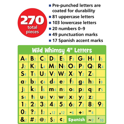 Black 4" Wild Whimsy Letters Combo Pack, 270 Per Pack, 3 Packs - Kidsplace.store