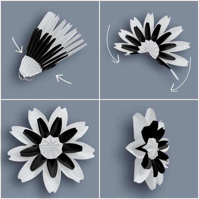 Black and White Paper Flowers, Pack of 4 - Kidsplace.store