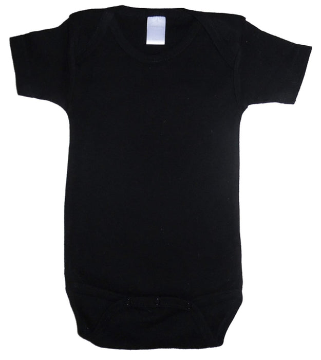 Black Interlock Short Sleeve Onezies 0010b.black.nb - Kidsplace.store
