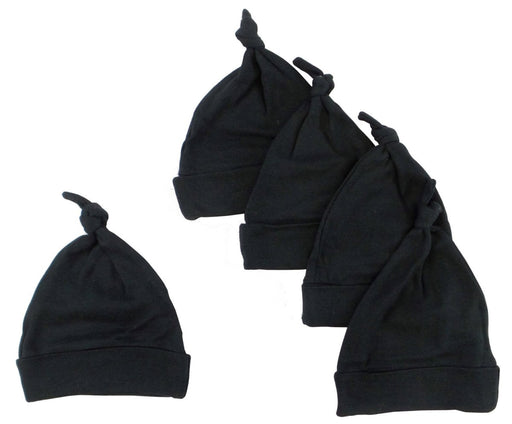 Black Knotted Baby Cap (pack Of 5) 1100-black-5 - Kidsplace.store
