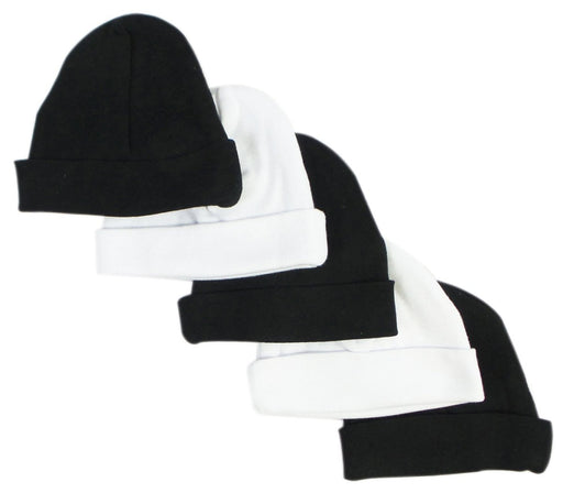 Black & White Baby Caps (pack Of 5) 031-black-3-w-2 - Kidsplace.store