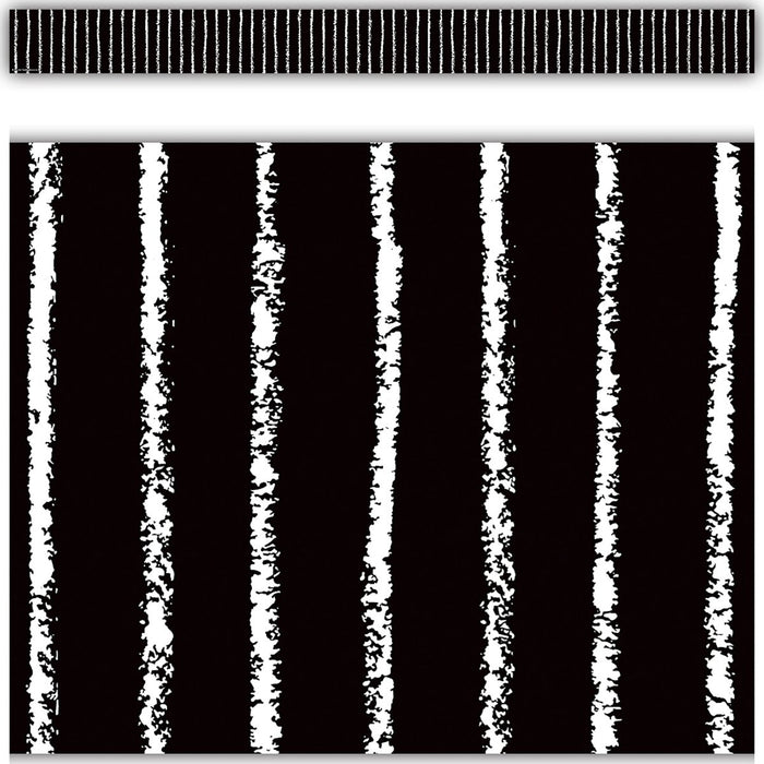 Black With White Pinstripes Straight Border Trim, 35 Feet Per Pack, 6 Packs - Kidsplace.store